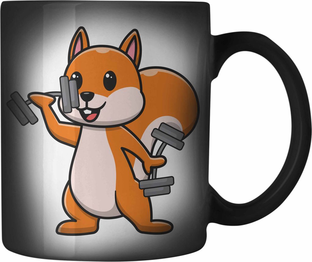 Trendation - Eichhörnchen Farbwechsel Zauber-Tasse Geschenk Grafik für Eichhörnchen Liebhaber Geschenkidee Lustige Farbwechsel Zauber-Tasse Lust...