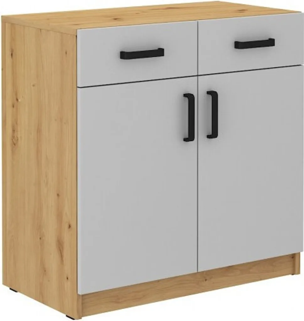 Meuble de rangement MABAKA robuste en chêne artisan et gris foncé
