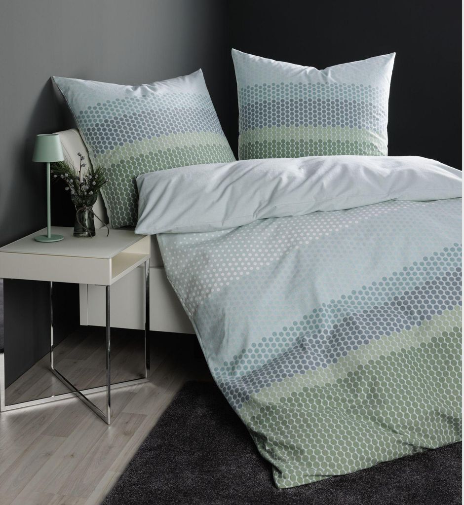 Janine Design Feinbiber-Bettwäsche-Garnitur DAVOS 65171 Farbe grün türkis Größe 200x200x2x80x80