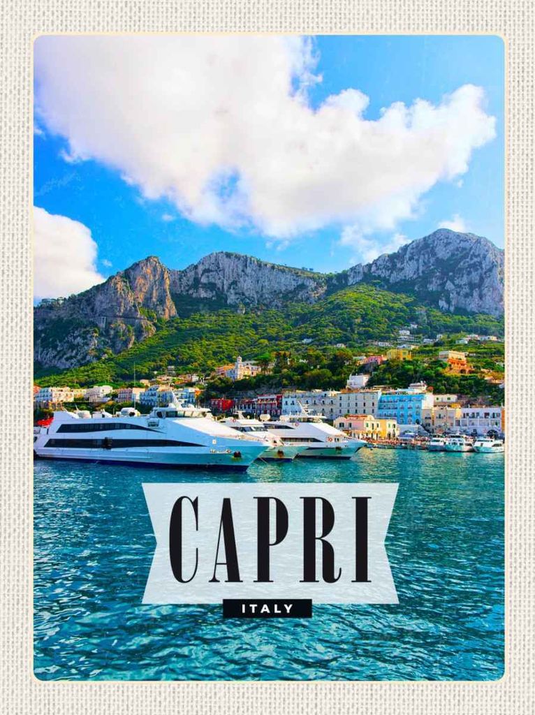 vianmo Holzschild 30x20 cm Capri Italy Insel Meer Urlaub Bildmotiv Reisemotiv Abenteuer Reisen