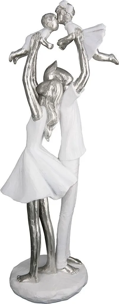 Grande statue familiale blanche 37cm pour sublimer votre séjour