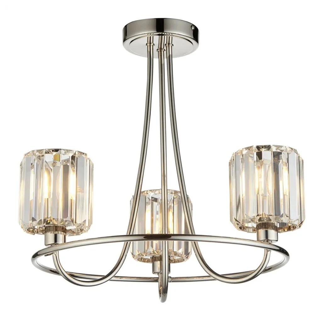 Lustre suspension en métal nickelé BERENICE pour salon et séjour