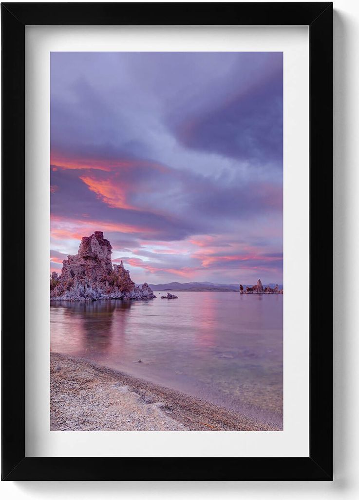 Mono Lake Kalifornien Sonnenaufgang– Wandbild mit Rahmen – Gerahmtes Bild – Wanddekoration – 20x30 cm – Schwarz