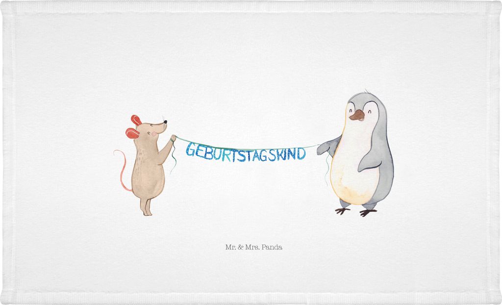 Mr. & Mrs. Panda Handtuch Maus Pinguin Geburtstag - Weiß - Geschenk, Frotteehandtuch, Geburtstage, Happy Birthday, gesichtshandtuch, Flauschtuch, ...