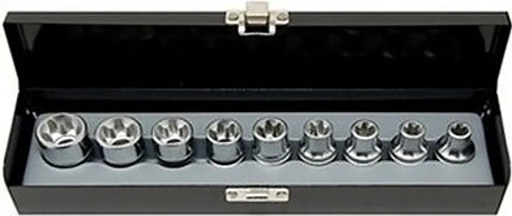 Set 9 Chiavi a Bussola E-Torx 1/2" Acciaio Cr-V per Meccanica Professionale