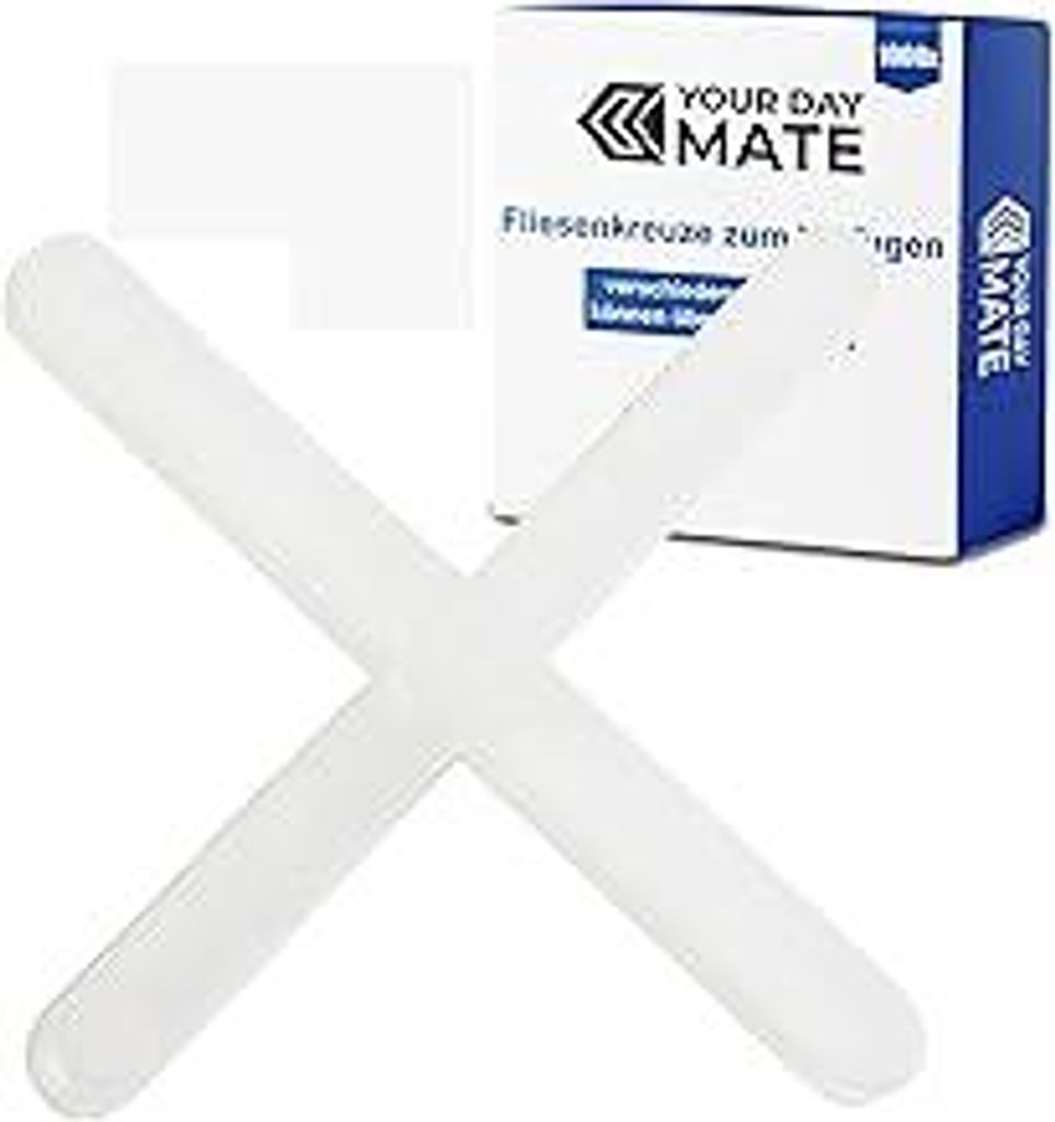 Fliesenkreuze zum Verfugen, 1000 Stück, 2 mm Stärke, in Weiß, aus Kunststoff, Fugen Kreuz für gleichmäßigen Abstand, Fliesenabstandshalter, F...