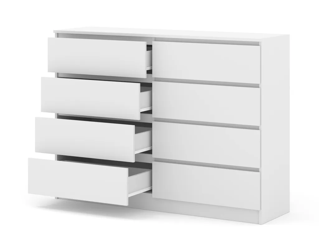Commode MAJA S8 140 cm Blanc Mat - Solution Rangement Large et Chic
