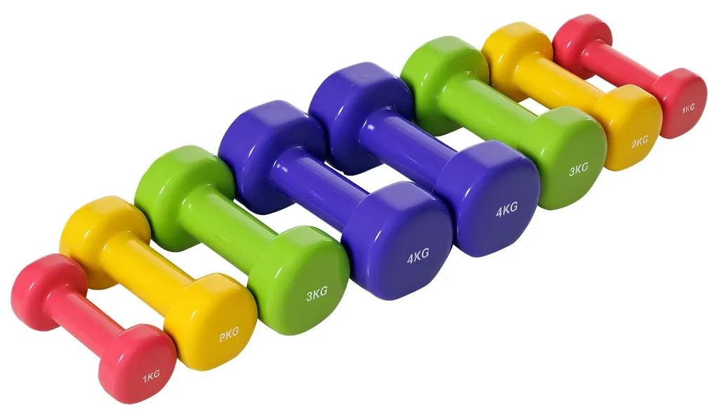 Haltères Courts hexagonaux 20kg en Polyuréthane - Lot de 8 haltères