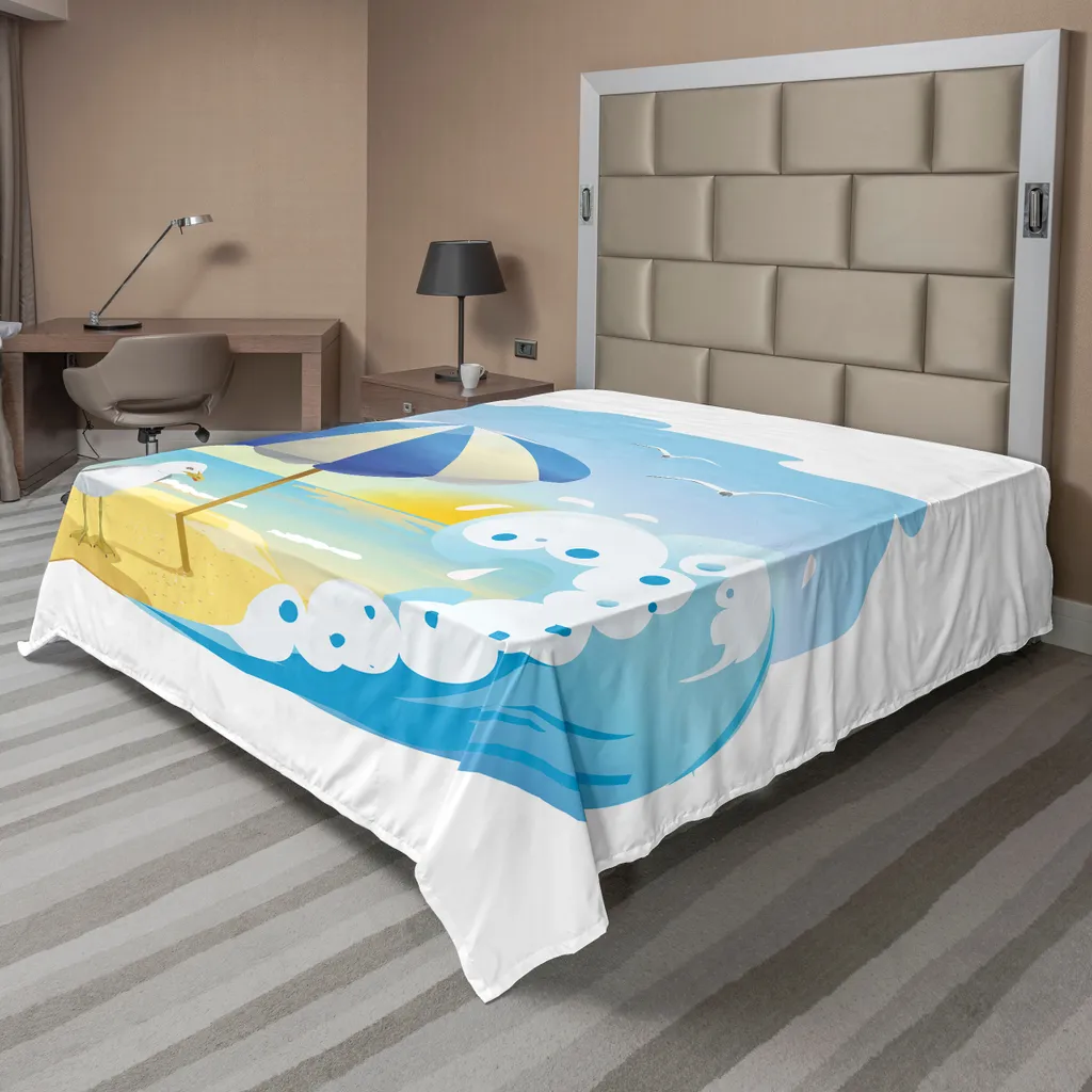 Drap de Lit Anti-Plis Doux Motif Mouette 260x228 pour un Lit Toujours Net