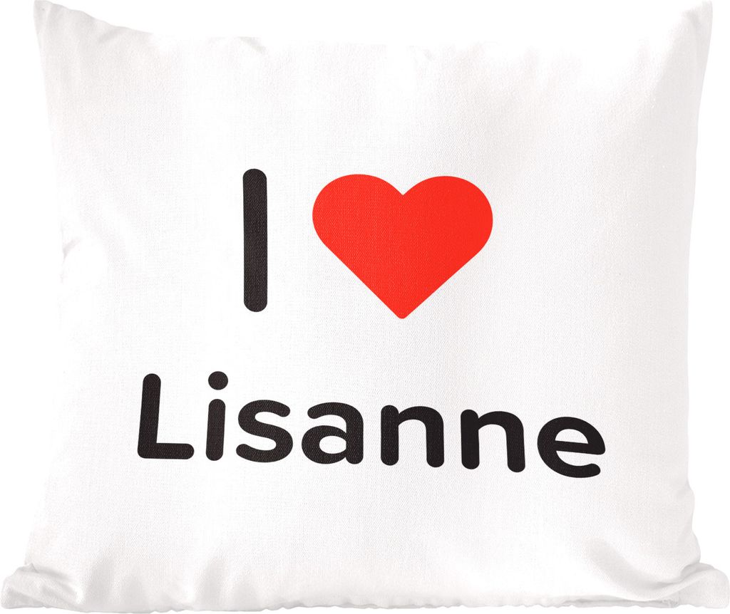 MuchoWow Zierkissen Sofakissen Wohnzimmer Dekokissen 45x45 cm Ich liebe - Lisanne - Mädchen - Schlafpolster - Polster für das Sofa