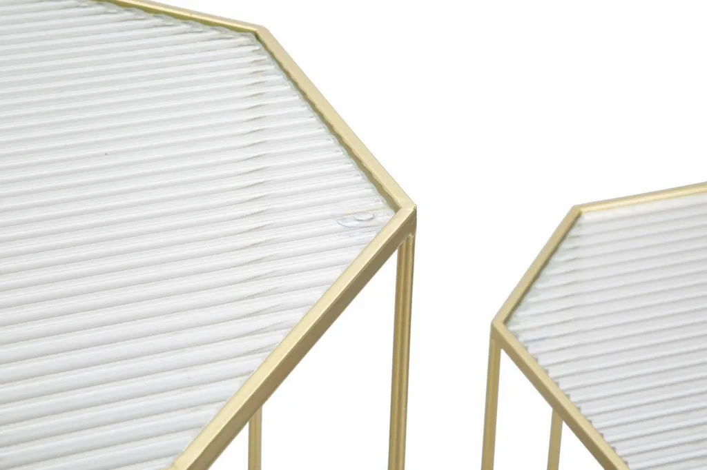 Table basse rectangulaire dorée George, meuble chic 50x46x100 cm - 7