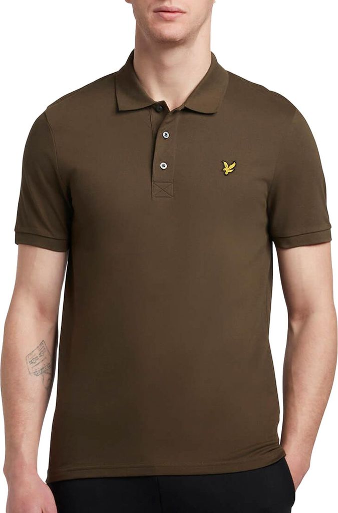 Lyle & Scott Polo Slim Fit braun einfarbig Baumwolle 3 Knöpfe