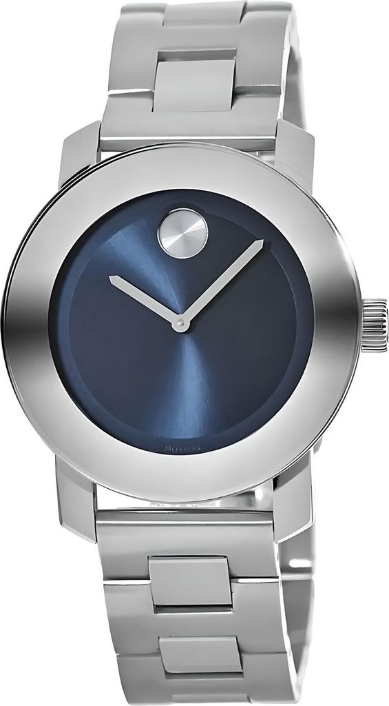 Movado Bold Damenuhr silber blau Edelstahl elegante Designer Uhr