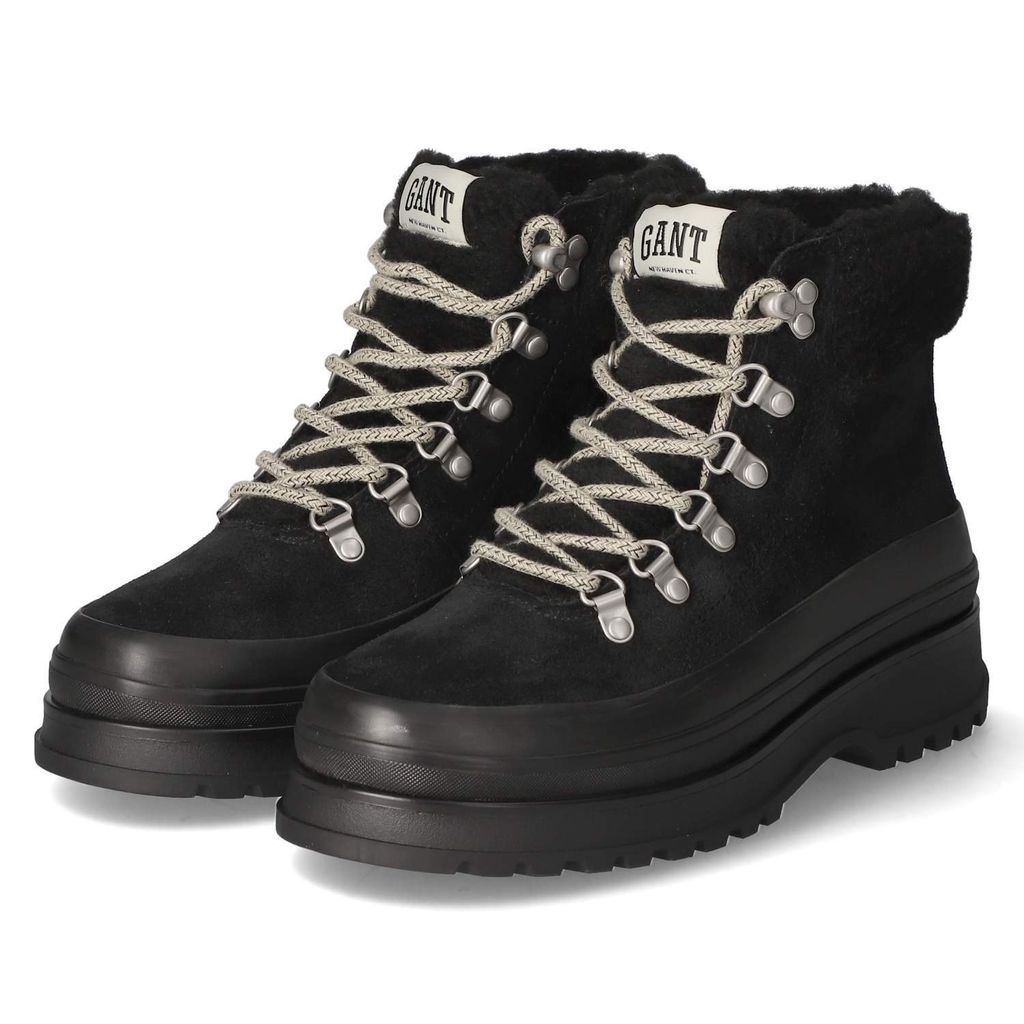 Gant Damen Schnürstiefeletten WINTLY Schwarz Leder Textil Mix Größe: 37
