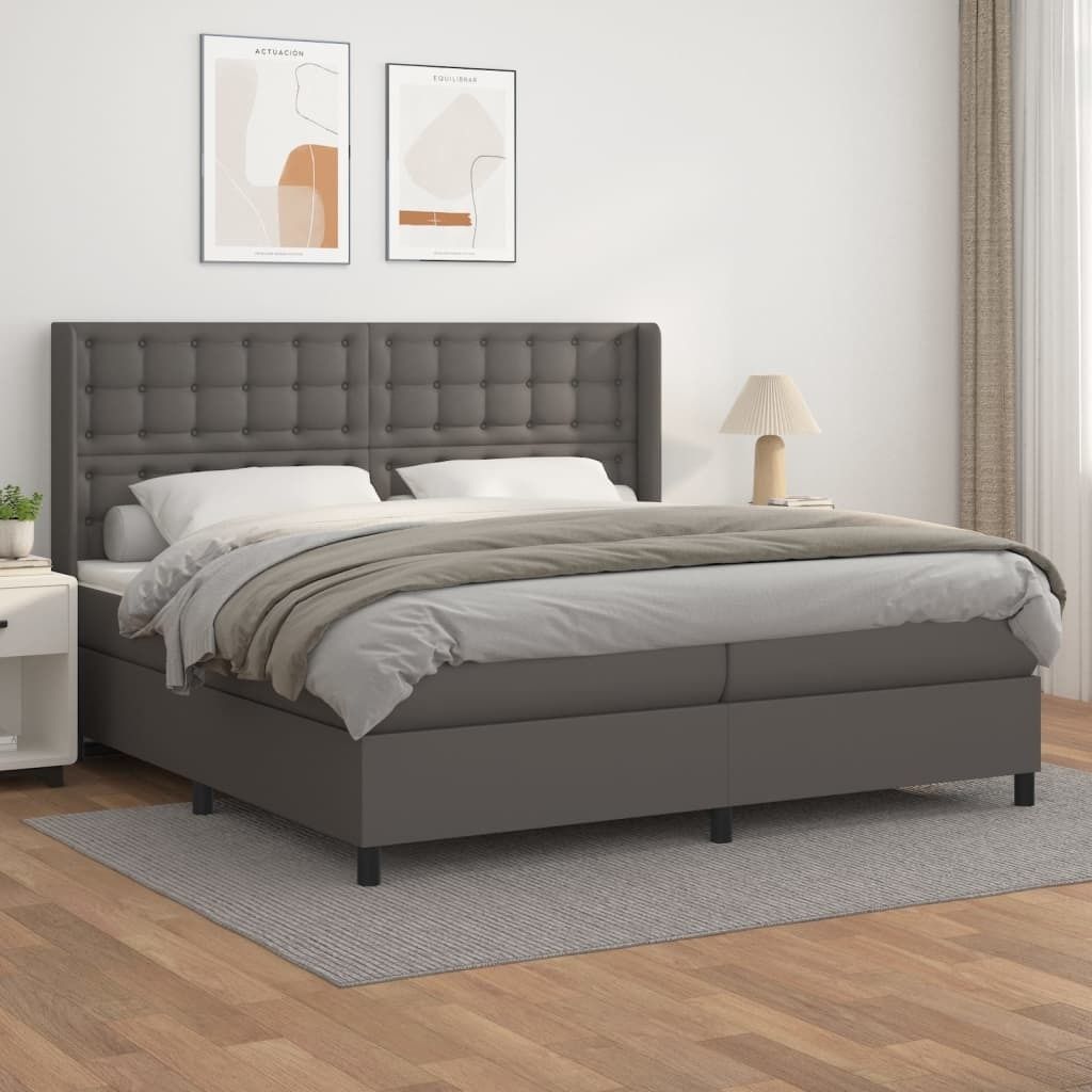 Maison Exclusive - Boxspringbett mit Matratze Grau 200x200 cm Kunstleder
