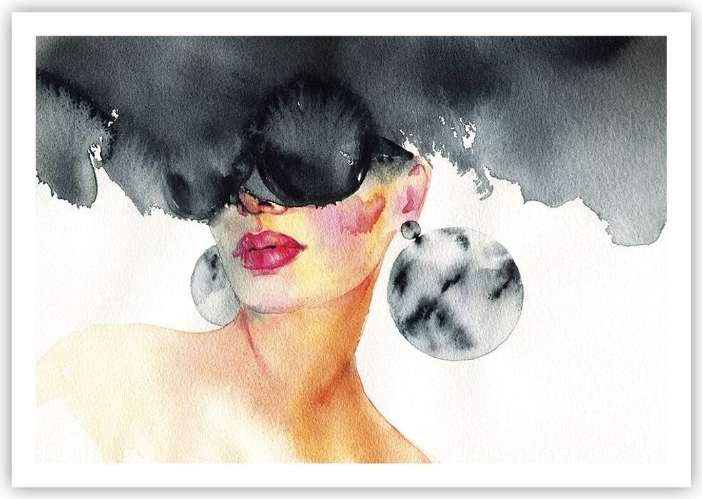 Poster - Poster ohne Rahmen - Aquarell Modell Brille - 100x70 cm - Wand Bild - Wanddeko - Wandbilder - Kunstposter - Wandposter - Bilder - Kunstdru...