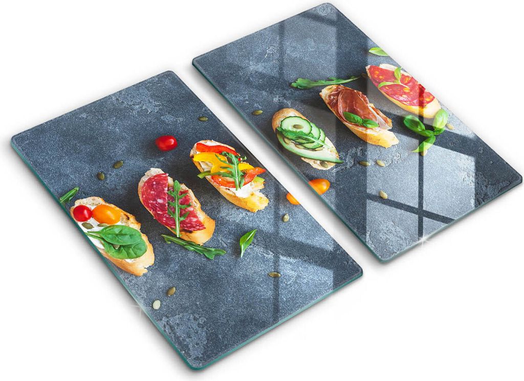 Abdeckung Glas - Küchenabdeckung - 2x30x52 cm - Abdeckplatte -Bunte Sandwiches