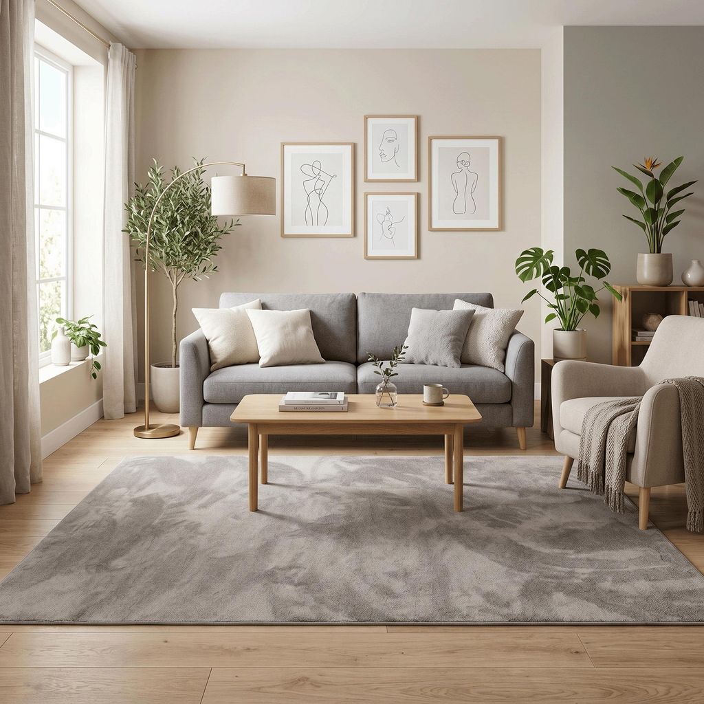 Luxus Super Soft Hochflor Langflor Teppich Melia Grau, Größe:80x150 cm
