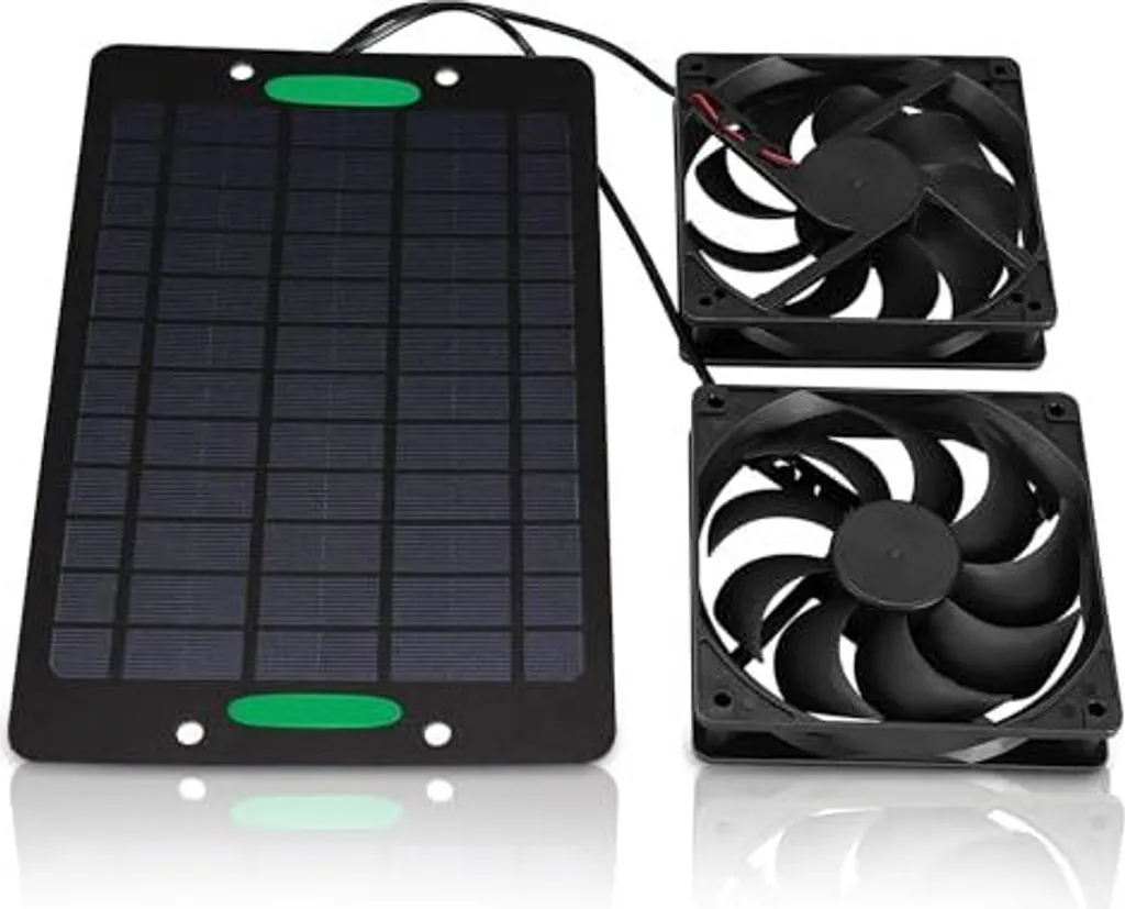 Doppio Ventilatore Solare 10W: Aria Pulita e Fresca per Animali