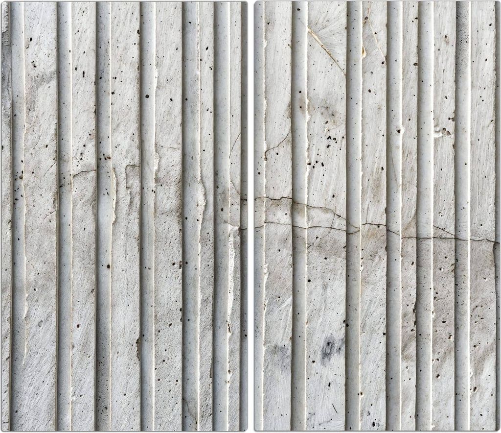 Spritzschutz Herdabdeckplatte Schneidebrett aus Glas Betonstruktur 2-Teilig (60x52cm)
