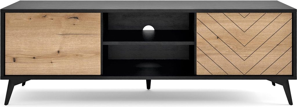 TV-Ständer Eichenholz Diamond 154cm in Eiche evoke / schwarz