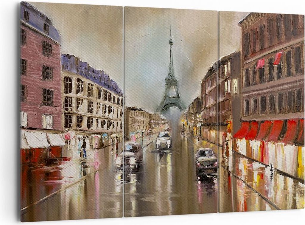 Bild auf Leinwand - Leinwandbild - Paris Turm Straße - 165x110cm - Wand Bild - Wanddeko - Leinwanddruck - Bilder - Kunstdruck - Wanddekoration - L...