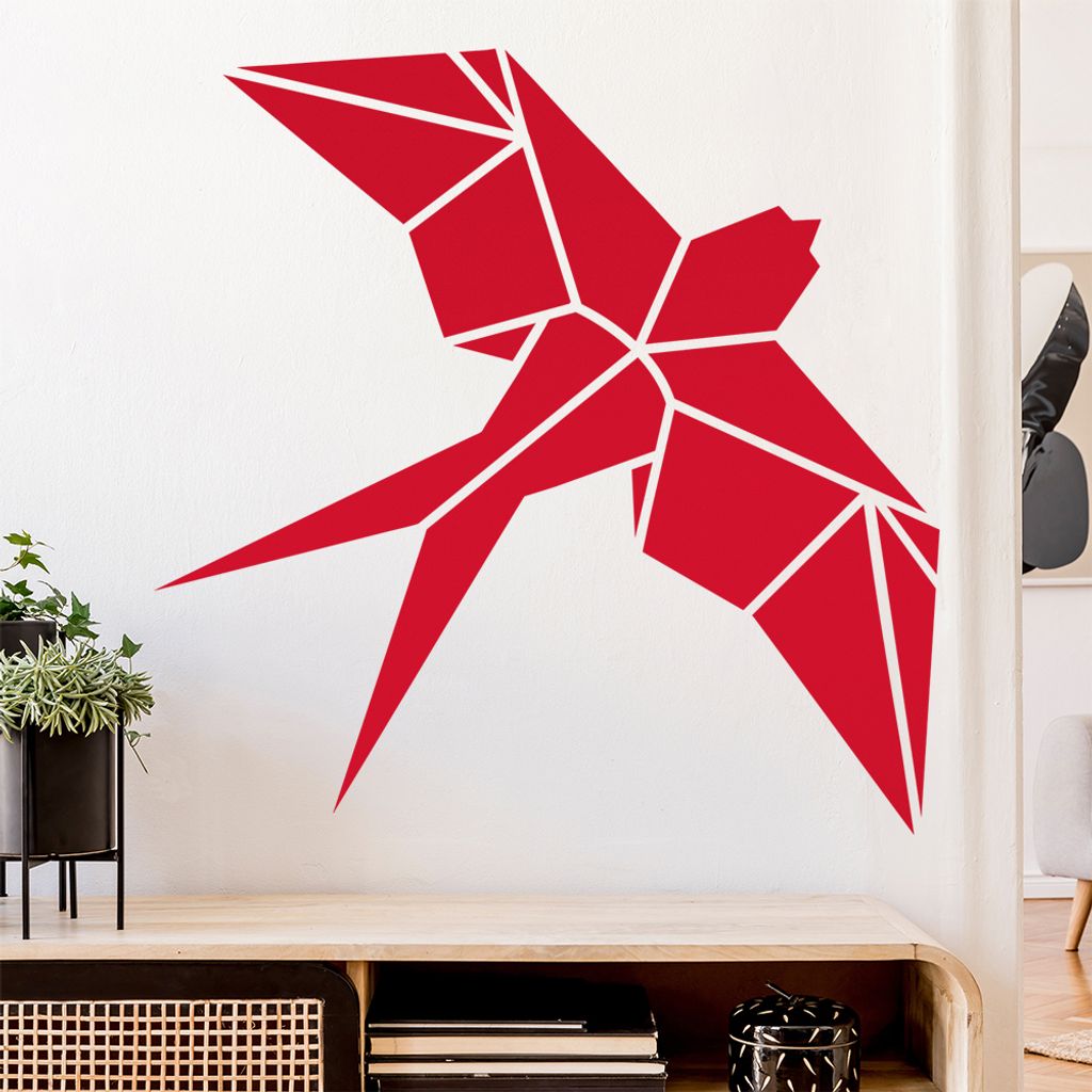Papierfalten Vogel M2 Wandtattoo Wandaufkleber Wall Sticker - Dekoration, Küche, Wohnzimmer, Schlafzimmer, Badezimmer