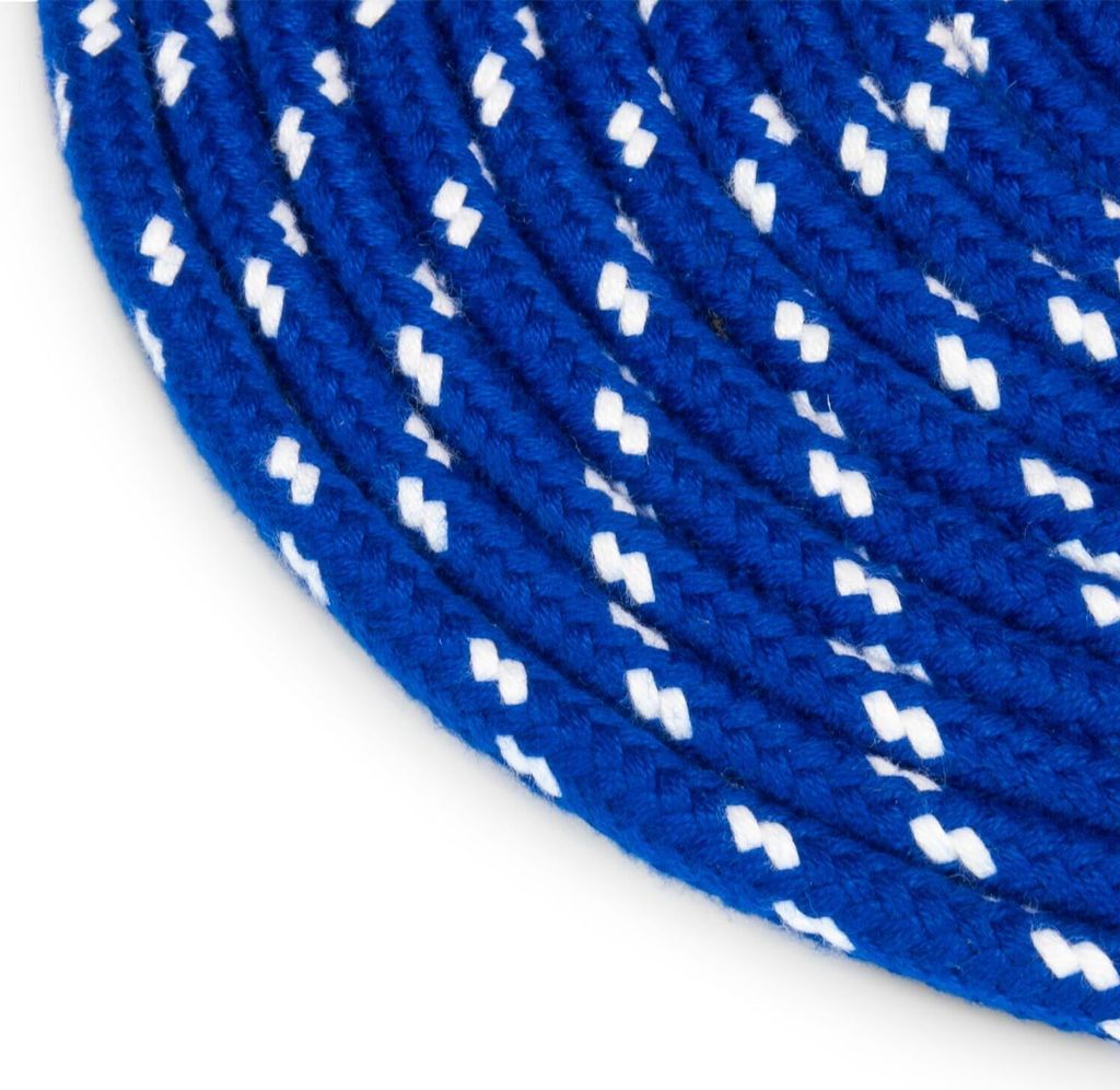 Seiletech.de Polyesterseil | 14mm | 150m (100m + 50m) | Blau mit weiss Flecken | Schotseil | Kordel | 16-Fach geflochten | guter Griff