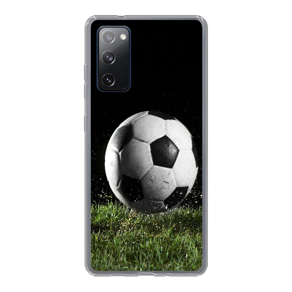 MuchoWow Handyhülle Schutzhülle Hülle für Samsung Galaxy S20 FE Fußball auf der Wiese Silikon Softcase Handy Hülle - Abdeckung