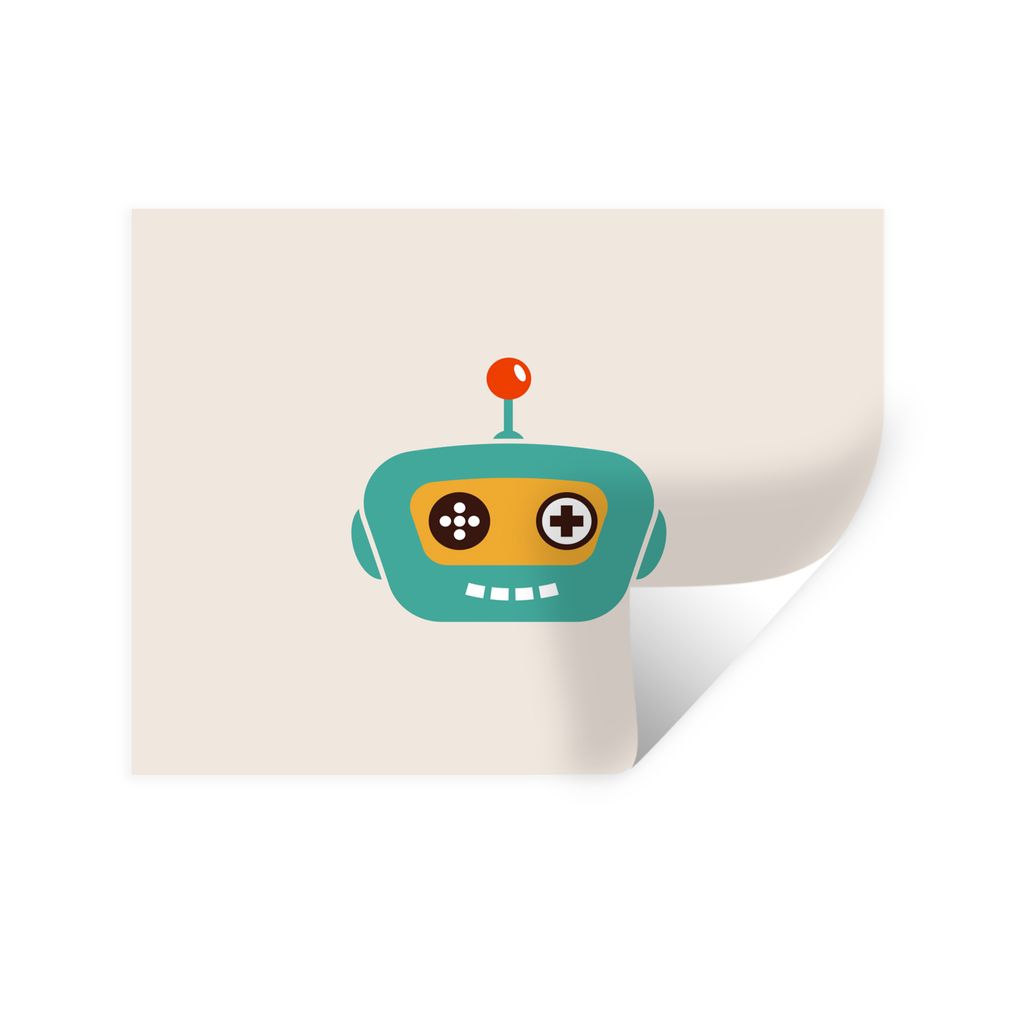 MuchoWow Wandtattoo Wandsticker Wandaufkleber Roboter - Gesicht - Antenne - Technik - Junge - Kind 120x90 cm Selbstklebend und Repositionierbar -...