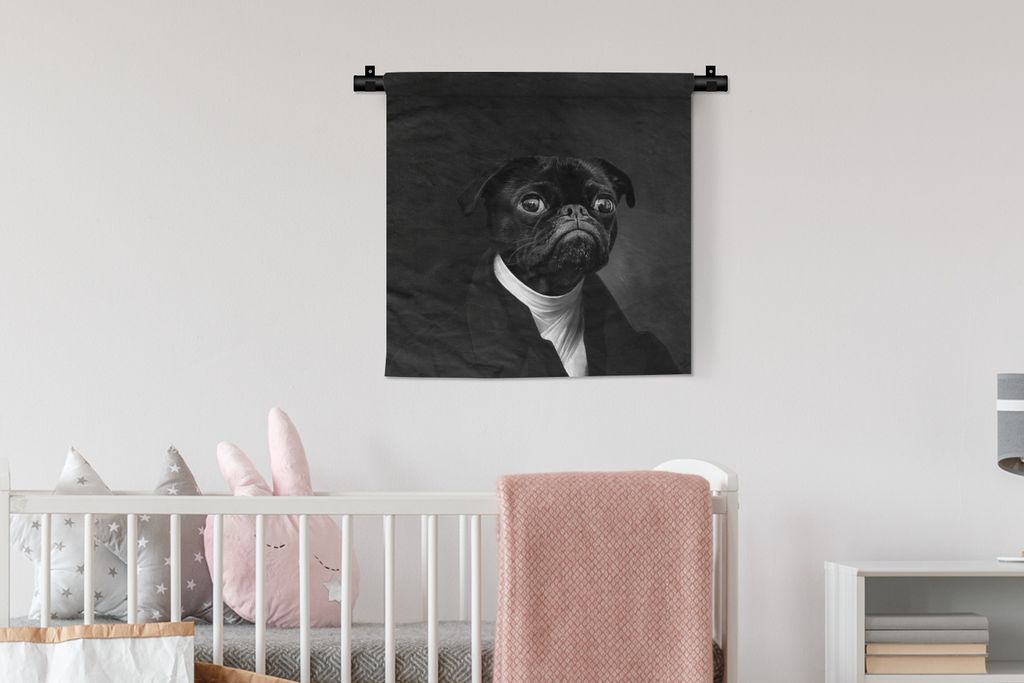 MuchoWow® Wandteppich Wandbehang Alte Meister - Mops - Produktbild 