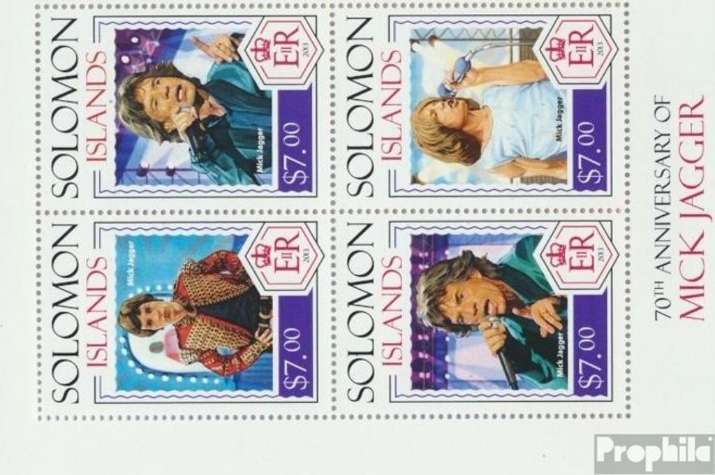 Briefmarken Salomoninseln 2014 Mi 2467-2470 Kleinbogen (kompl. Ausg.) postfrisch Mick Jagger