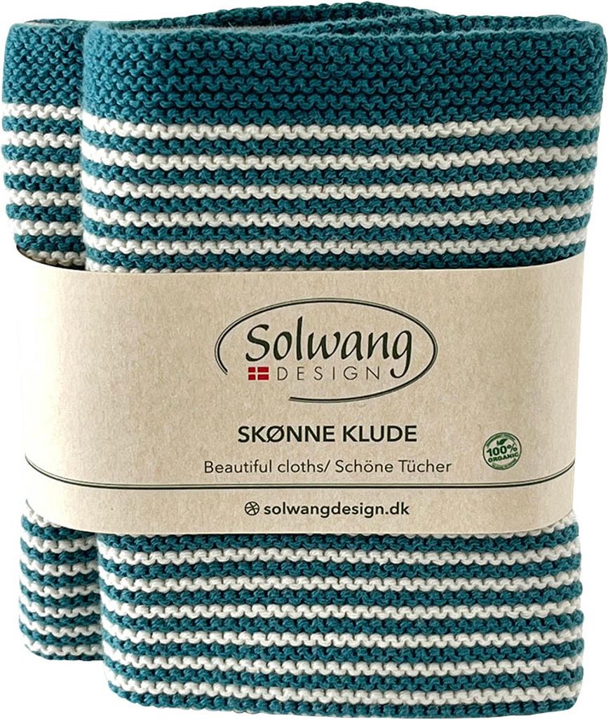 Solwang Wischtücher mit Streifen Azur Blau / Natur 2er Set Tücher Wischlappen