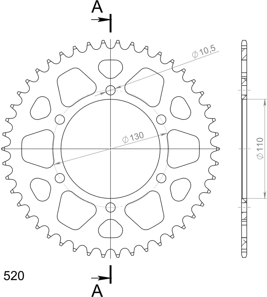 Couronne de transmission 46Z rouge 520 Supersprox pour kit chaîne