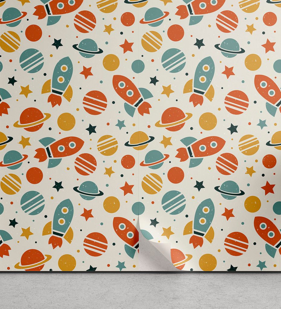 ABAKUHAUS Platz abziehbare & klebbare Tapete für Zuhause, Buntes Gekritzel-Universum, selbstklebendes Wohnzimmer Küchenakzent, 33 cm x 250 cm, Me...