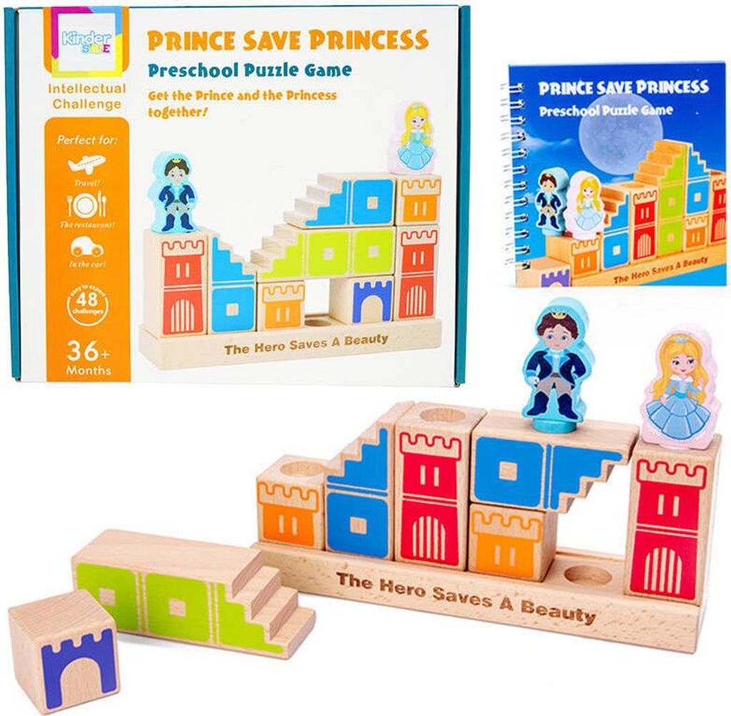 Große Holzblöcke Challenge-Spiel Prinz rettet Prinzessin