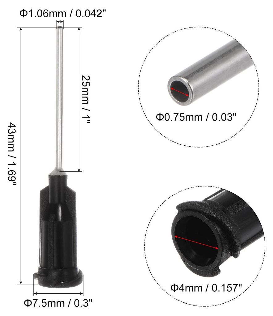 Industrielle Stumpfe Spitzen Kanš¹len 19G 1 Zoll L?nge mit Luer Lock Schraubanschluss, Dosierkanš¹le fš¹r Flš¹ssigklebepistole, 40 Stš¹ck...