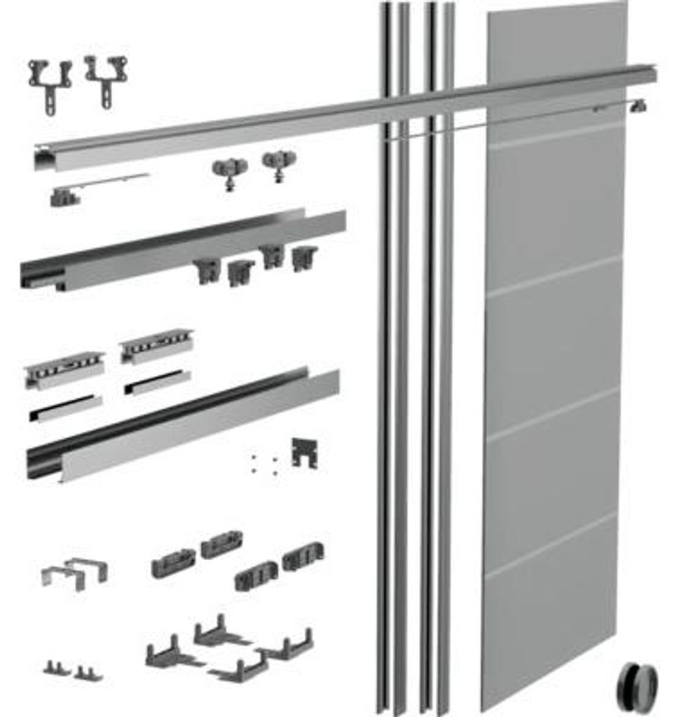 Pertura Skugga Schiebetür-Komplettsystem in der Wand laufend CW75/100 inkl. Glastür 860x2110 mm ESG 4-Streifen