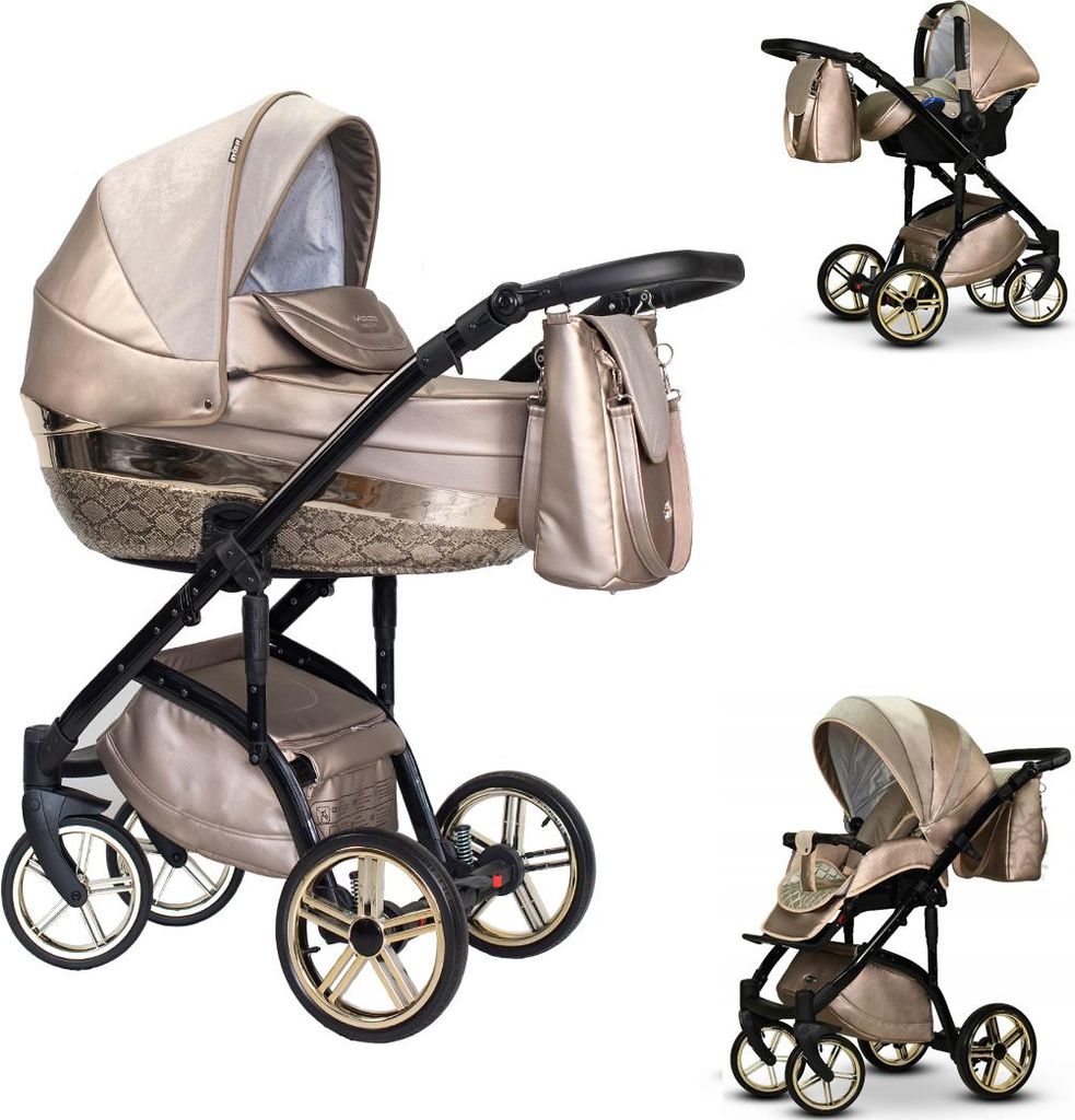 Kinderwagen-Set Vip Lux 4 in 1 inkl. Sportsitz, Autositz und umfangreichem Zubehör in Farbe Canyon - in 21 Farben erhältlich