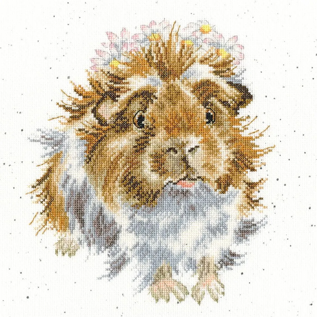 Kit broderie point de croix complet Cochon d'Inde XHD85 facile à suivre