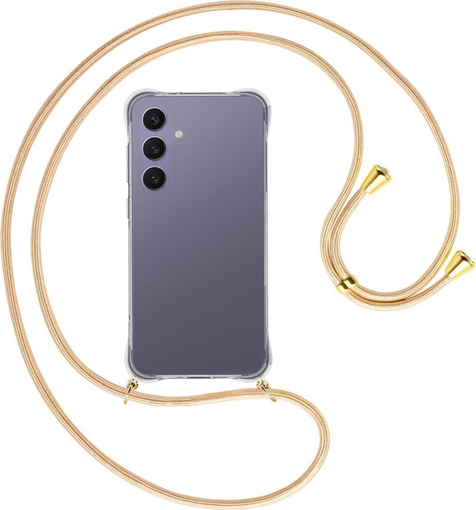 Handykette Backcover-Schutzhülle mit Band (Metall goldfarben) für Samsung Galaxy S24 FE 5G - Goldkordel