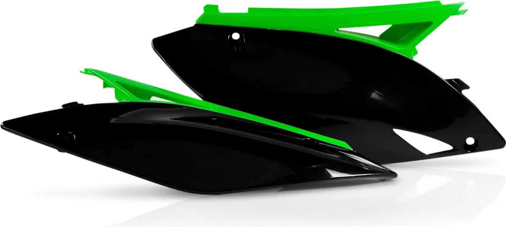 Caches latéraux Acerbis pour Kawasaki KX F - Noir/Vert - Haute Résistance