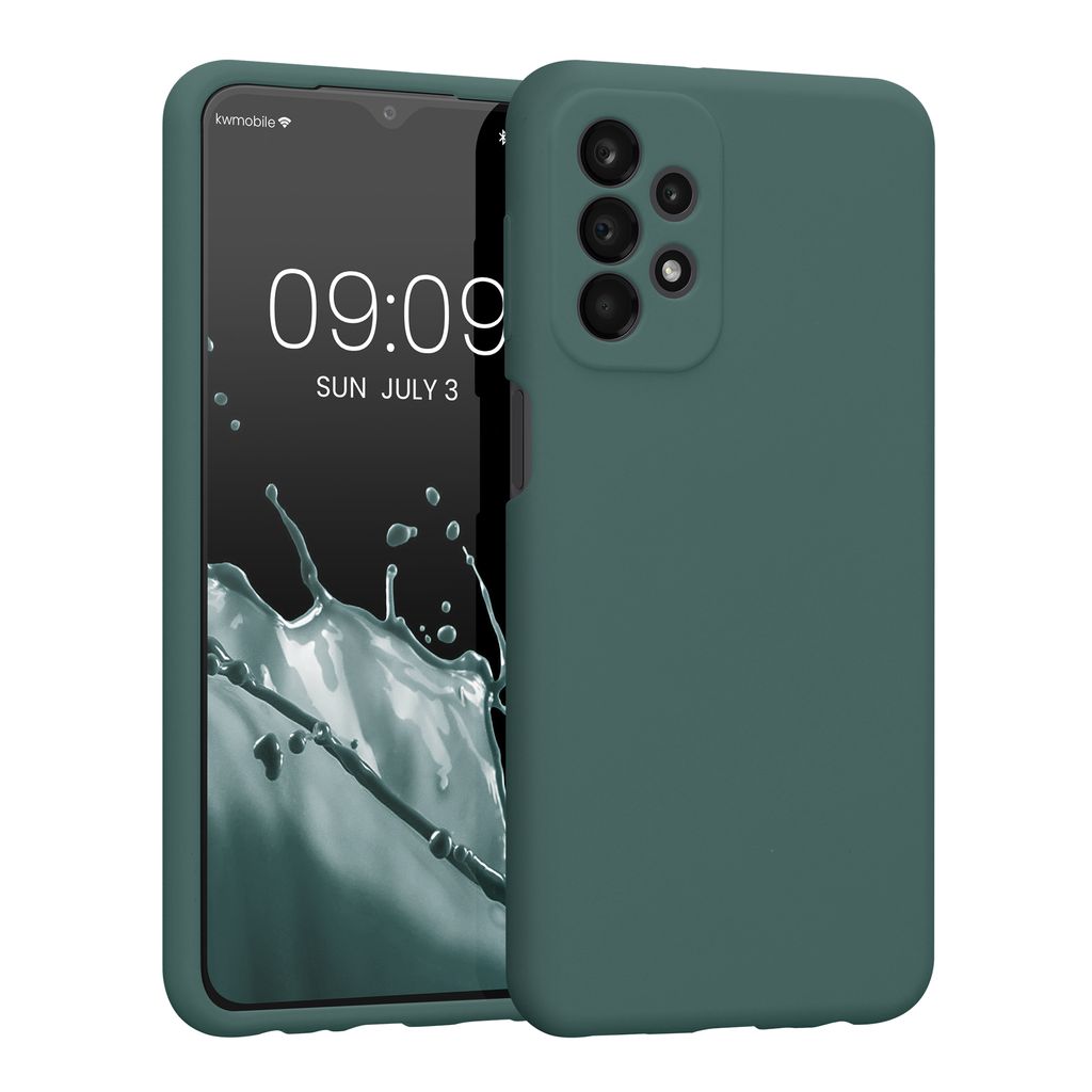 kwmobile Handyhülle kompatibel mit Samsung Galaxy A23 4G / 5G Hülle - gummierte Handy Case aus Silikon in Moosgrün