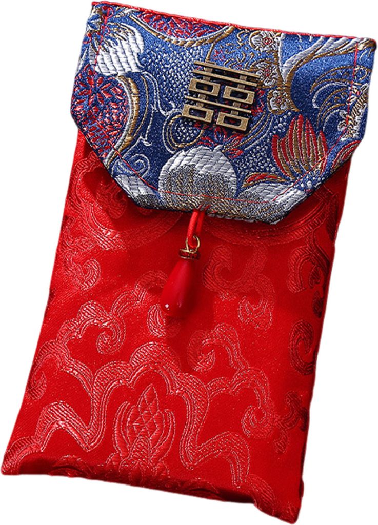 Chinesischer roter Umschlag, bestickter Geldumschlag aus Satin, Glücksgeldumschlagtasche für Hochzeit, Frühlingsfest, Banknoten, Geschenk, C