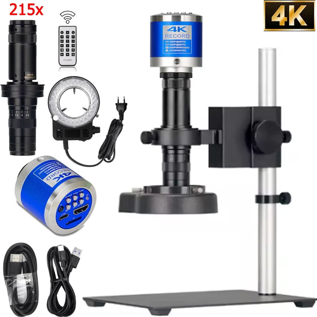 4K Digitales Video-Mikroskop, 215-fache Vergrößerung, 48MP Kamera, Ultra 4K Kleine Basis