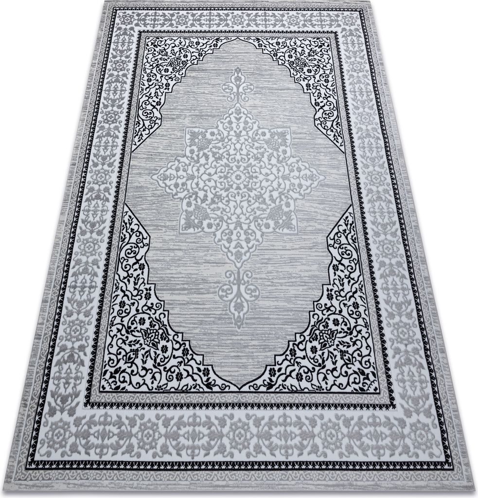 Modern GLOSS Teppich 8490 52 Ornament, stilvoll, Rahmen elfenbein / grau beige 180x270 cm