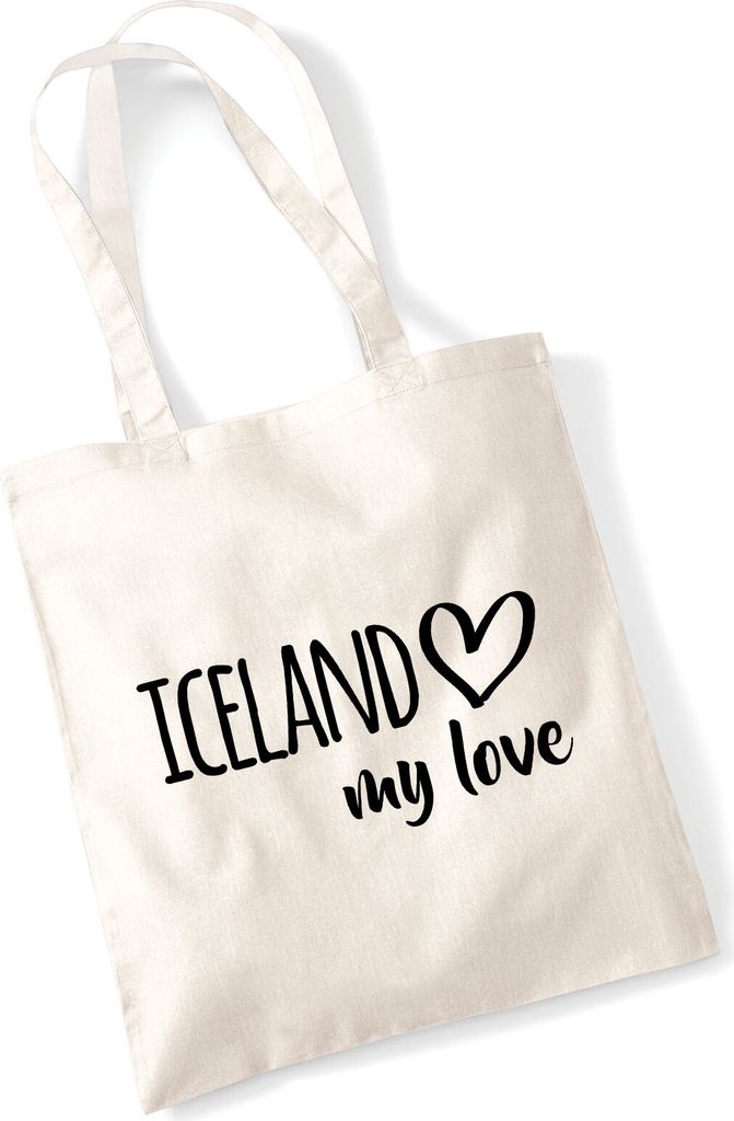 Huuraa Jutebeutel Iceland my love 10 Liter Natural Baumwolle Tasche Geschenkidee