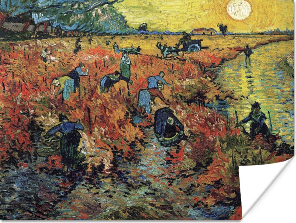 MuchoWow Poster Der rote Weinberg - Vincent van Gogh 40x30 cm - Plakate für die Wände - Poster Wohnzimmer