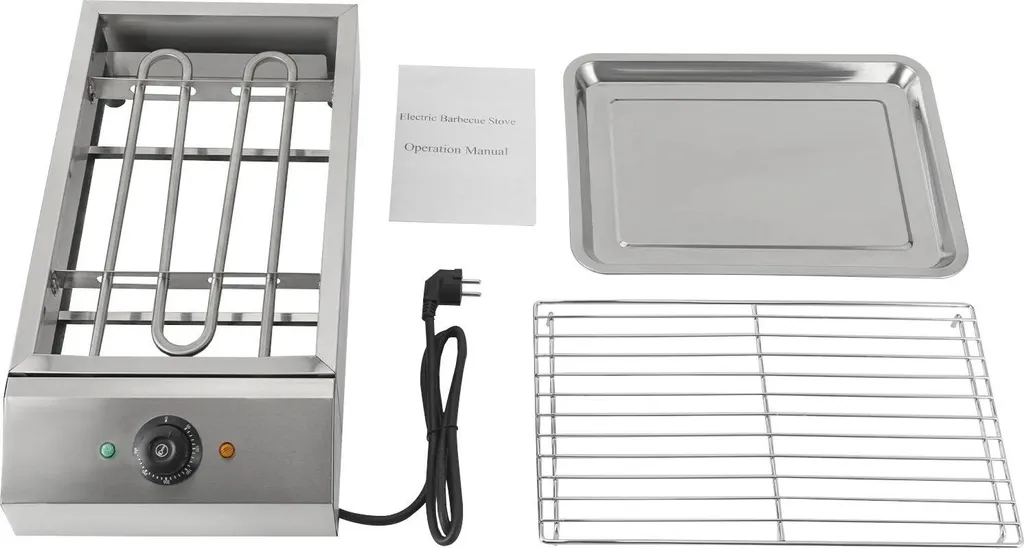 Gril électrique d'intérieur 2,6 kW avec plaque ondulée antiadhésive