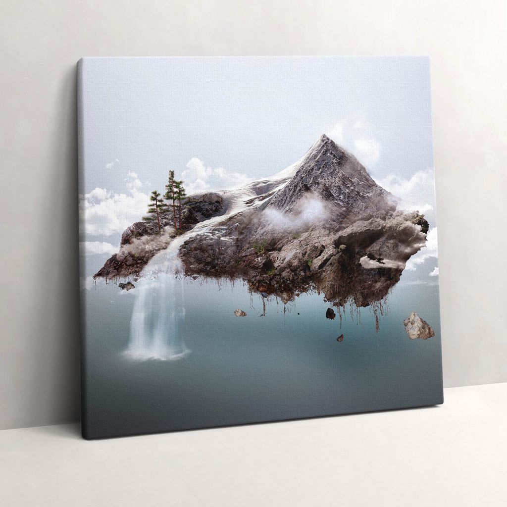 Flying island and waterfall – Leinwandbild Wandbild – 60x60 cm – Leinwandbilder – Wandbilder – Schlafzimmer – Flur